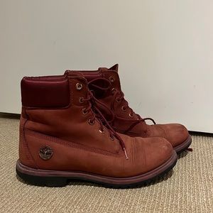 Authentic red Timberland boots